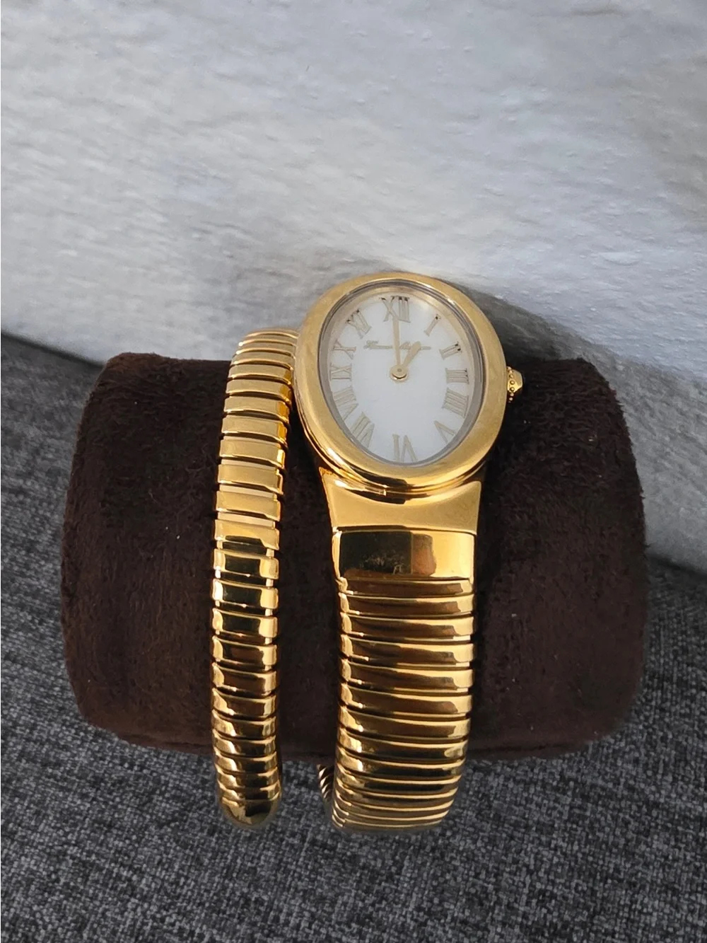 NEW HEAVEN MAYHEM Gold Tone Women's Oval Dress Wrap Watch White Dial With Case